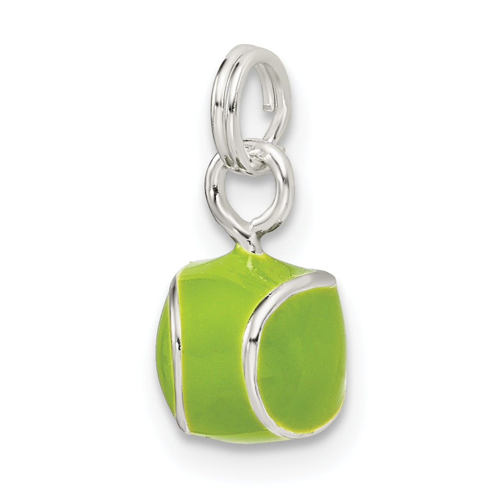 Sophia Jewelers Sterling Silver Green Enameled Tennis Ball Charm, Polished Finish