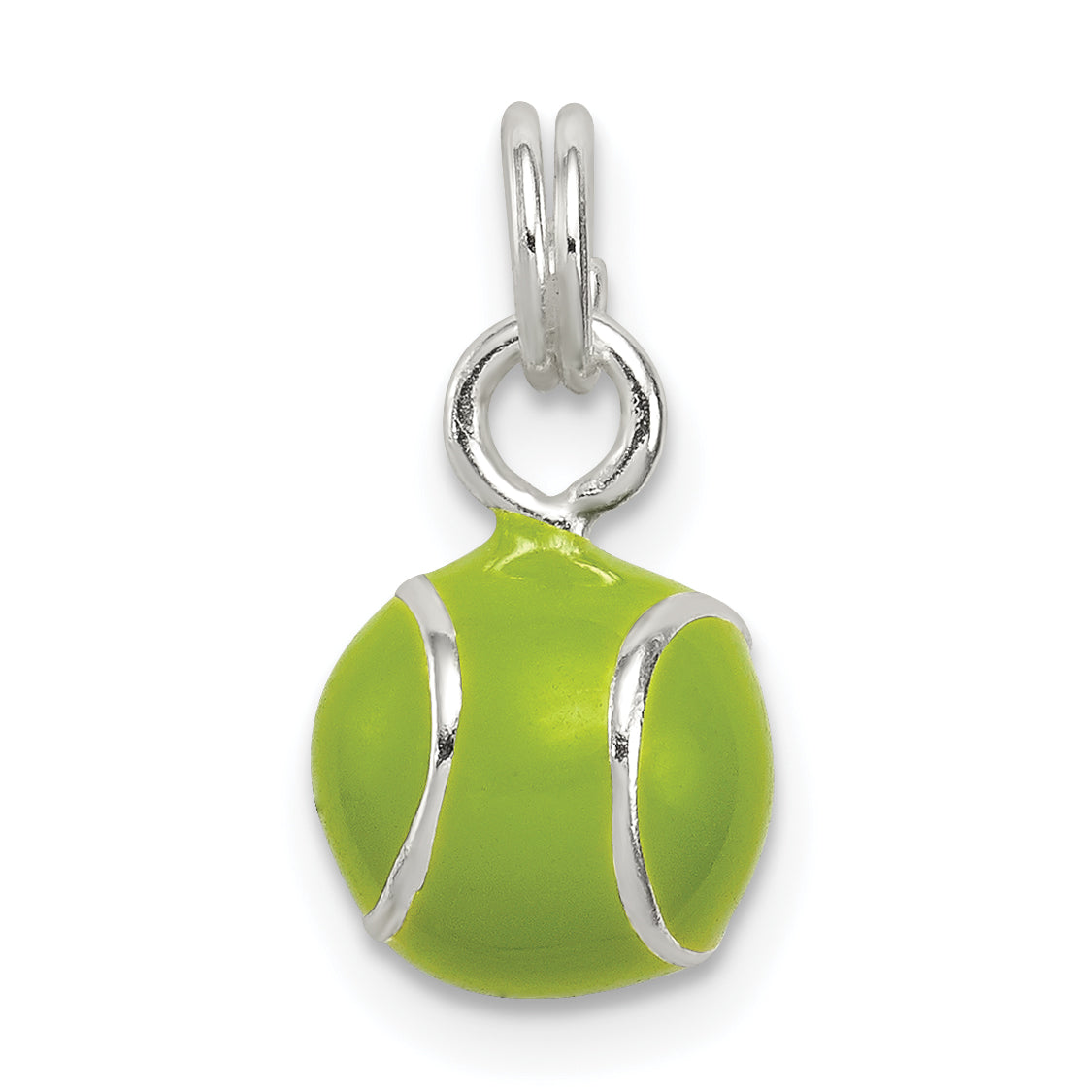 Sterling Silver Green Enameled Tennis Ball Charm Main image