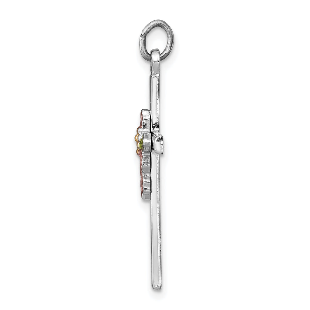 Sterling Silver Two-Tone Cross Pendant with Polished Finish