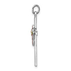 Sterling Silver Two-Tone Cross Pendant with Polished Finish