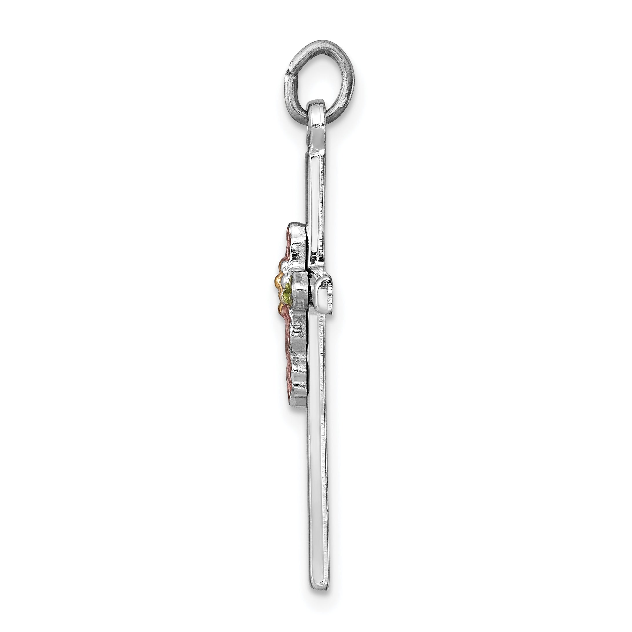 Sterling Silver Two-Tone Cross Pendant with Polished Finish