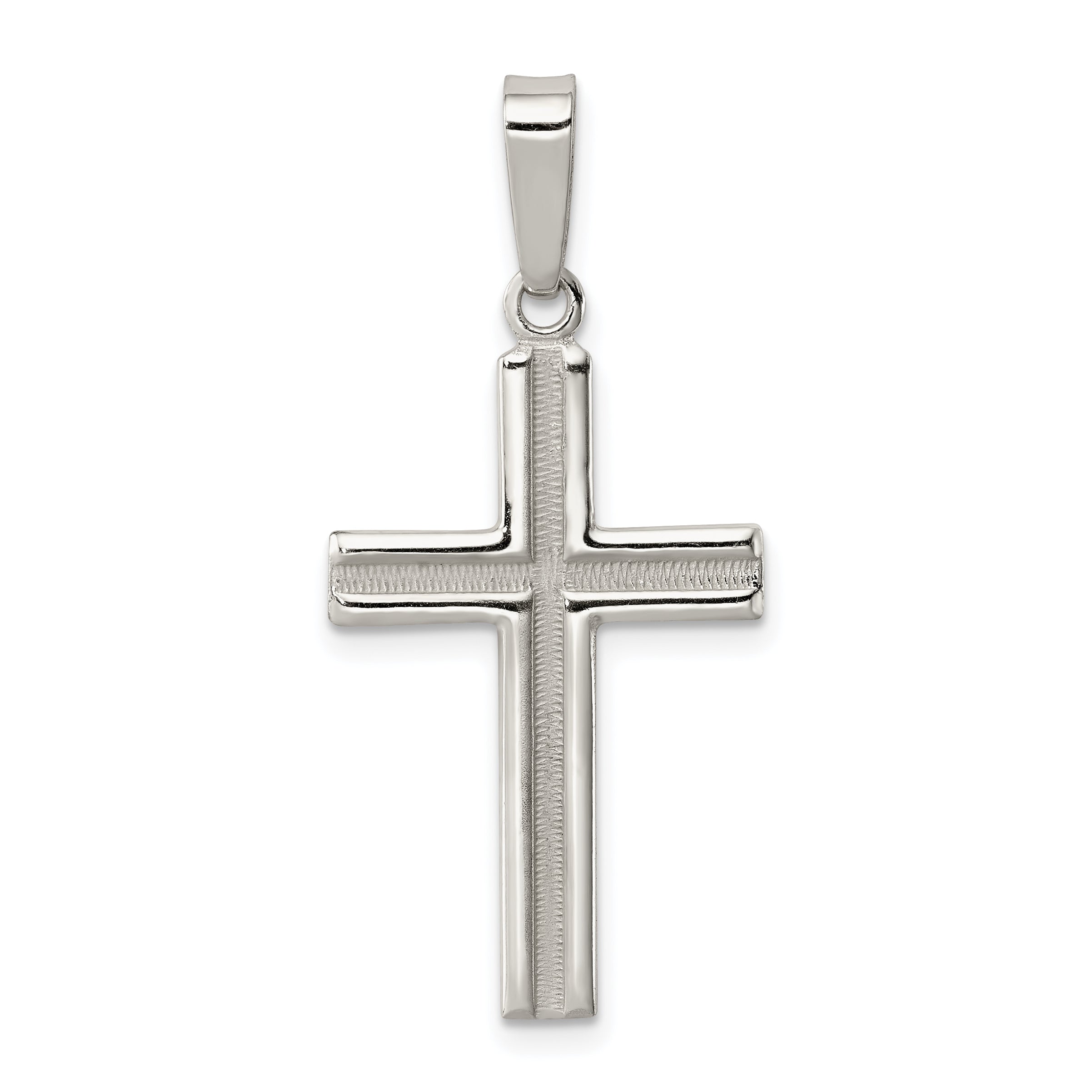 Sterling Silver Polished and Matte Finish Cross Pendant Main image