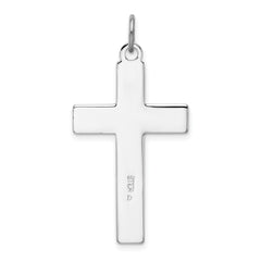 Sterling Silver Black Enamel Cross Pendant Rhodium-Plated Elegant Design