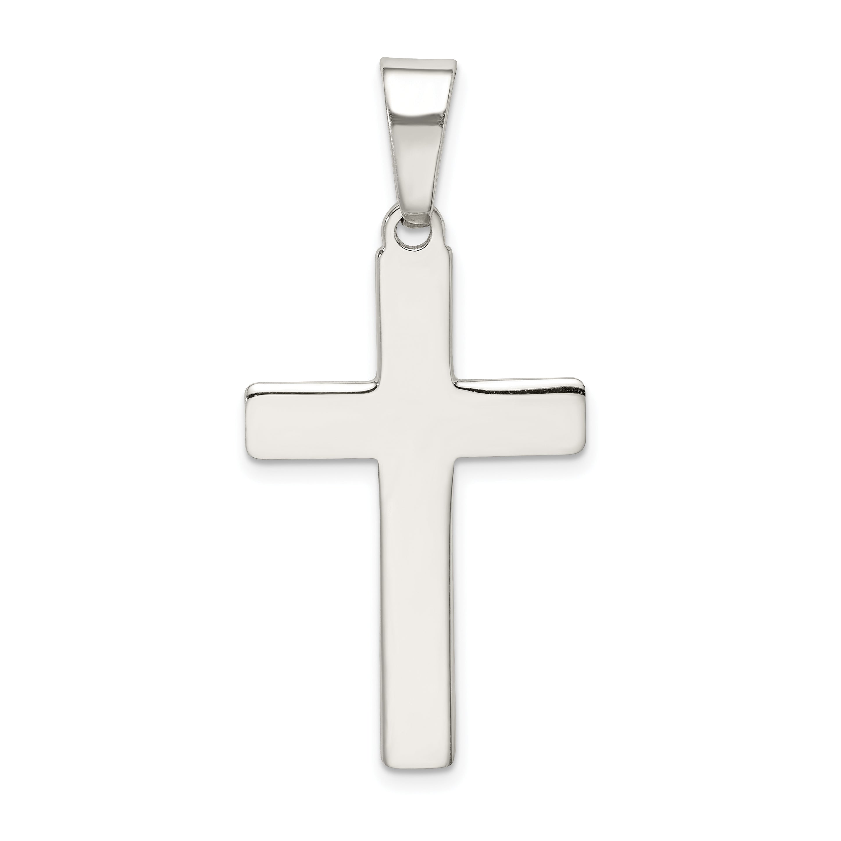 Sterling Silver Polished Cross Pendant with Anti-Tarnish Finish