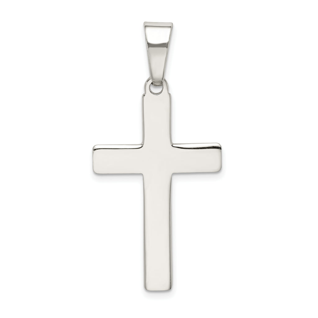 Sterling Silver Polished Cross Pendant with Anti-Tarnish Finish