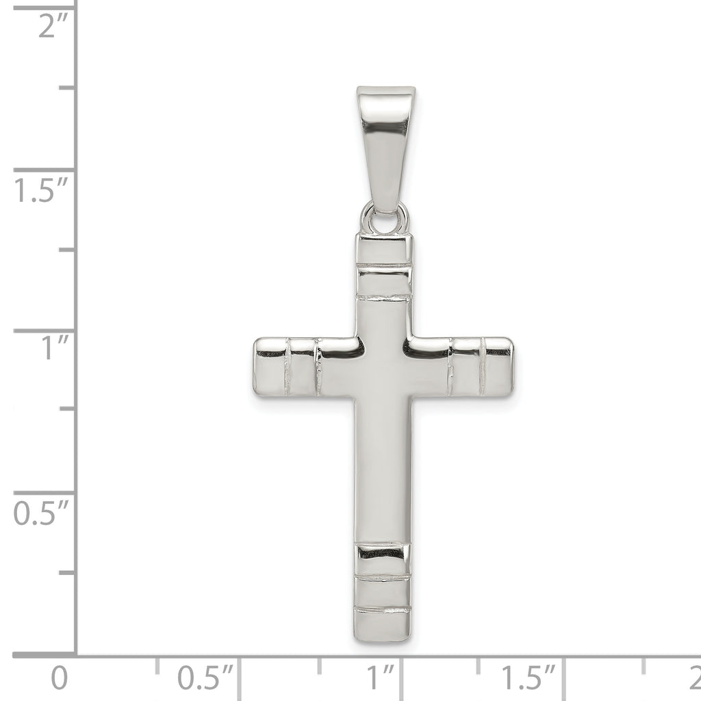 Sterling Silver Polished Cross Pendant with Anti-Tarnish Finish