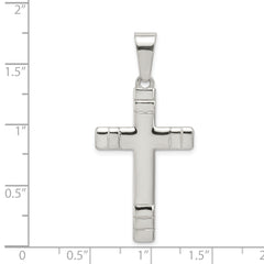 Sterling Silver Polished Cross Pendant with Anti-Tarnish Finish