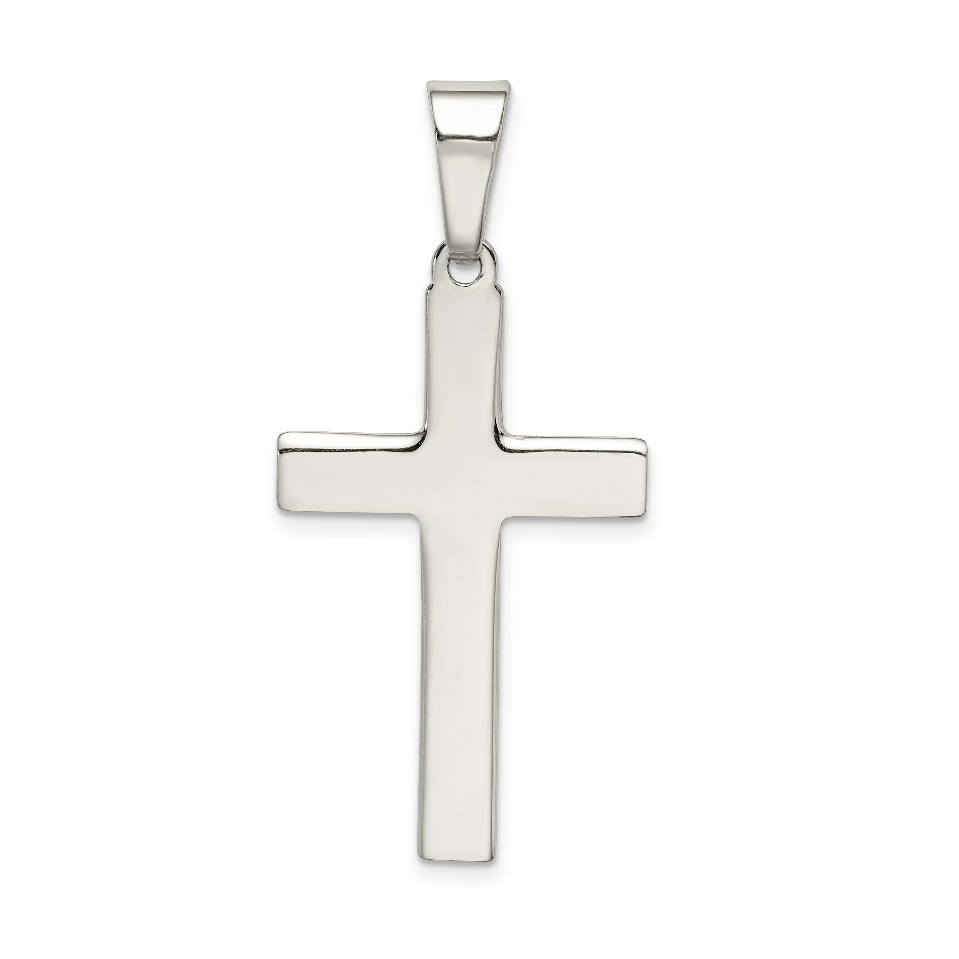 Sterling Silver 925 Polished Cross Pendant with Anti-Tarnish Finish