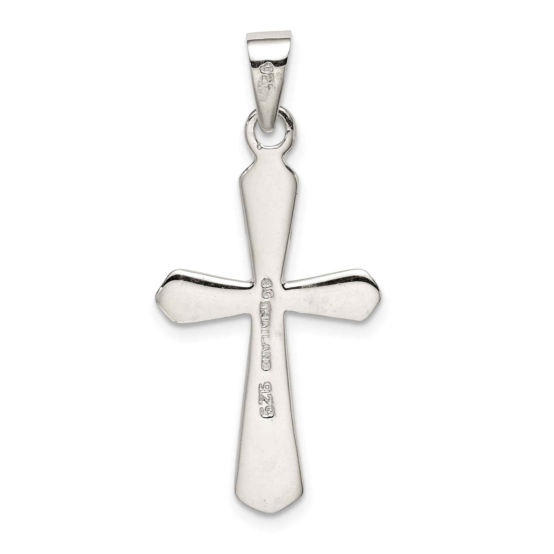 Sterling Silver 925 Cross Pendant with Polished Finish, Elegant and Solid Design