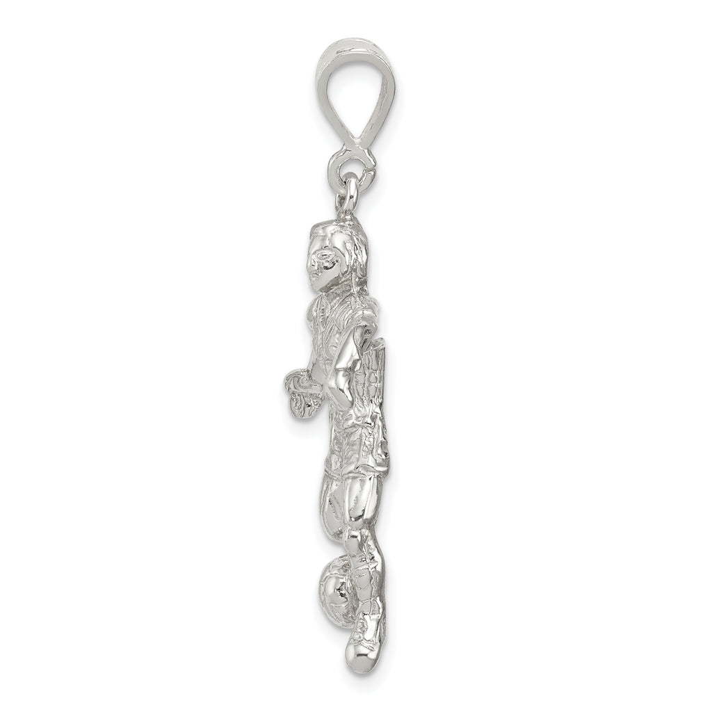 Sterling Silver 925 Polished Soccer Player Charm for Men