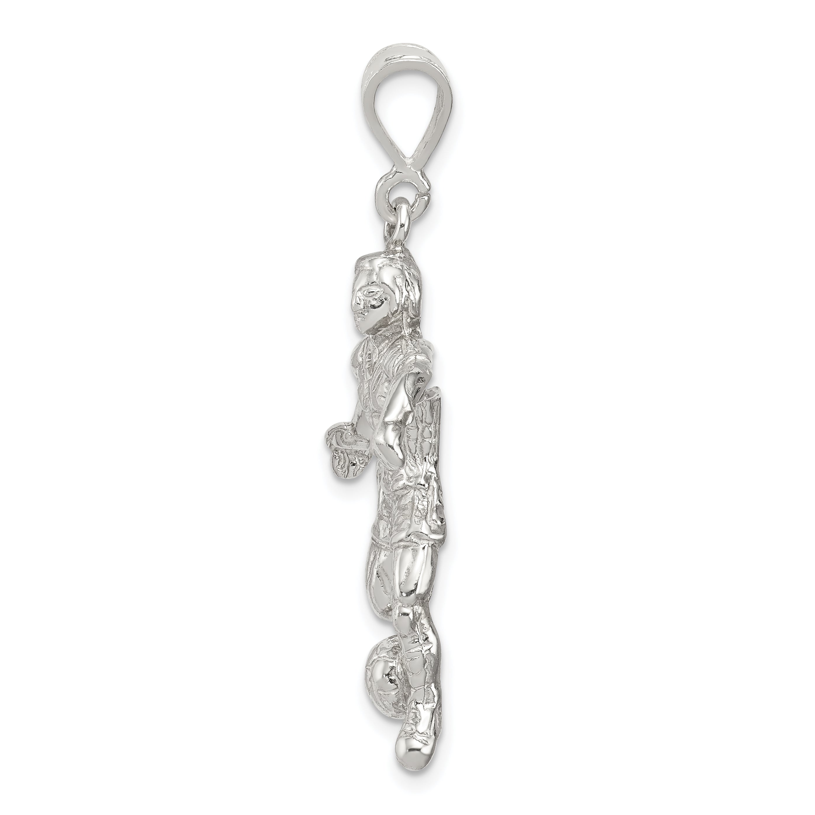 Sterling Silver 925 Polished Soccer Player Charm for Men