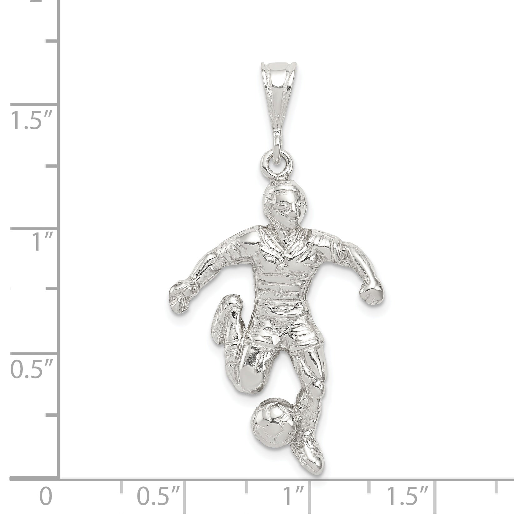 Sterling Silver 925 Polished Soccer Player Charm for Men