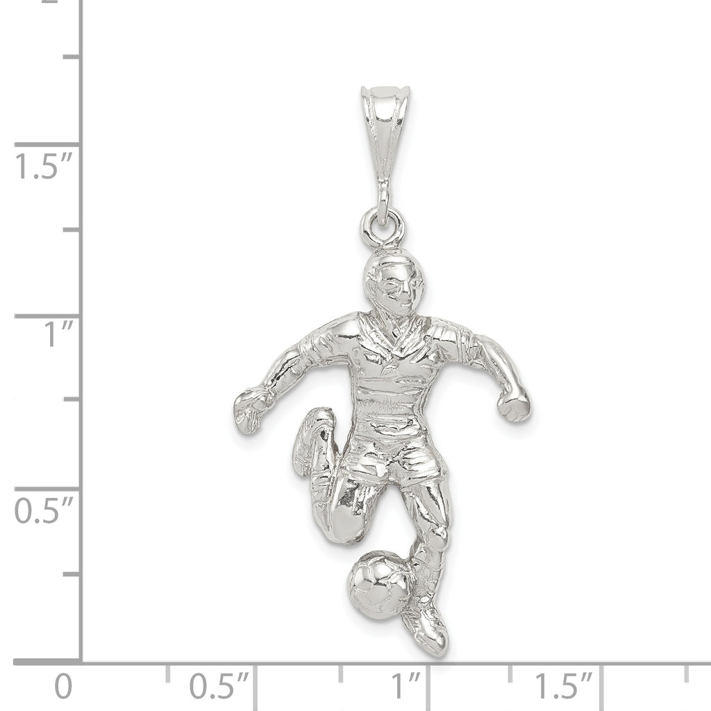 Sterling Silver 925 Polished Soccer Player Charm for Men