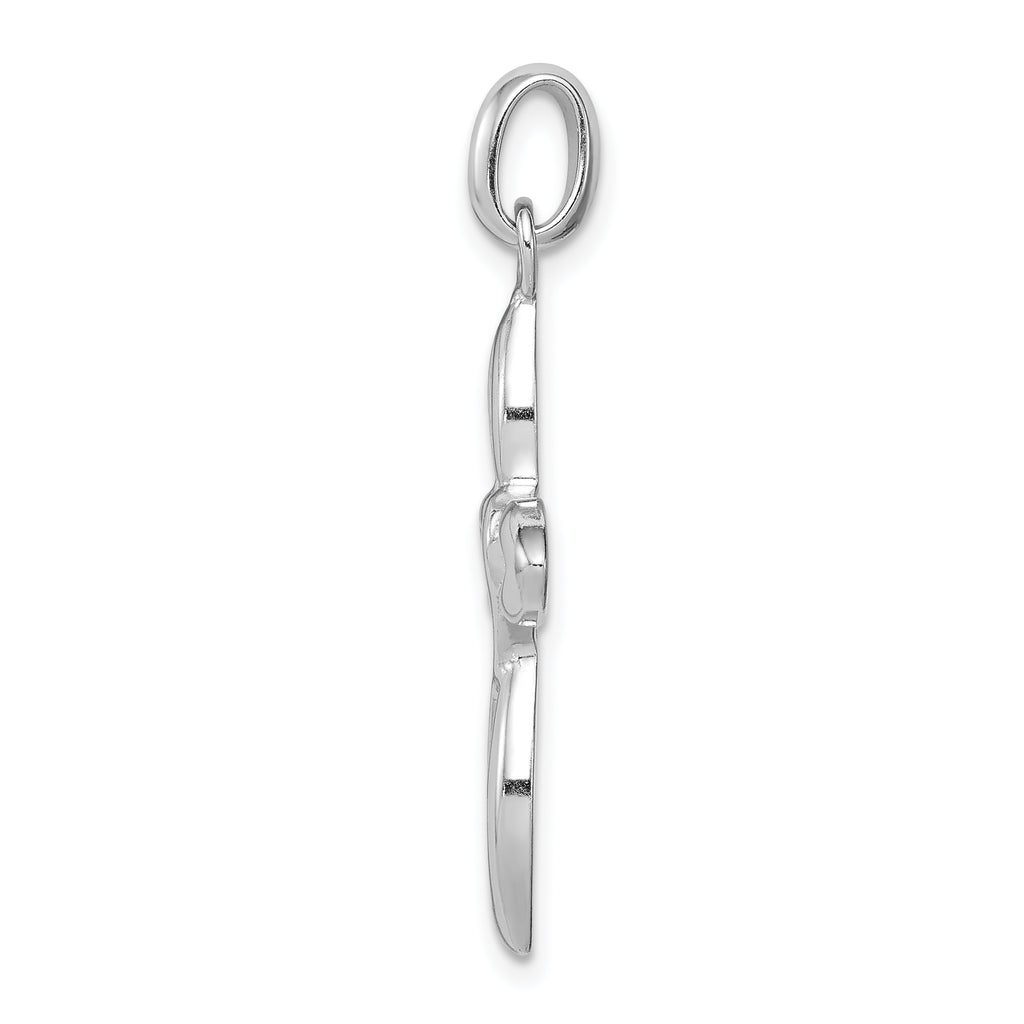 Sterling Silver 925 Cross Pendant with Rhodium Polish Elegant Design