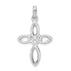Sterling Silver 925 Cross Pendant with Rhodium Polish Elegant Design