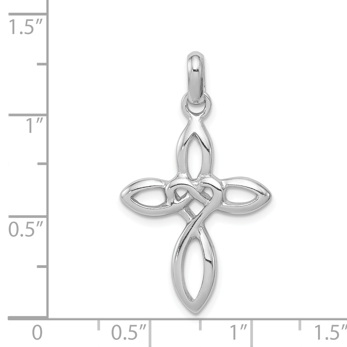 Sterling Silver 925 Cross Pendant with Rhodium Polish Elegant Design