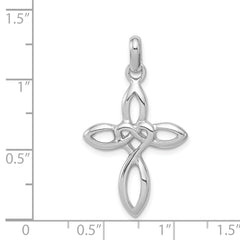 Sterling Silver 925 Cross Pendant with Rhodium Polish Elegant Design