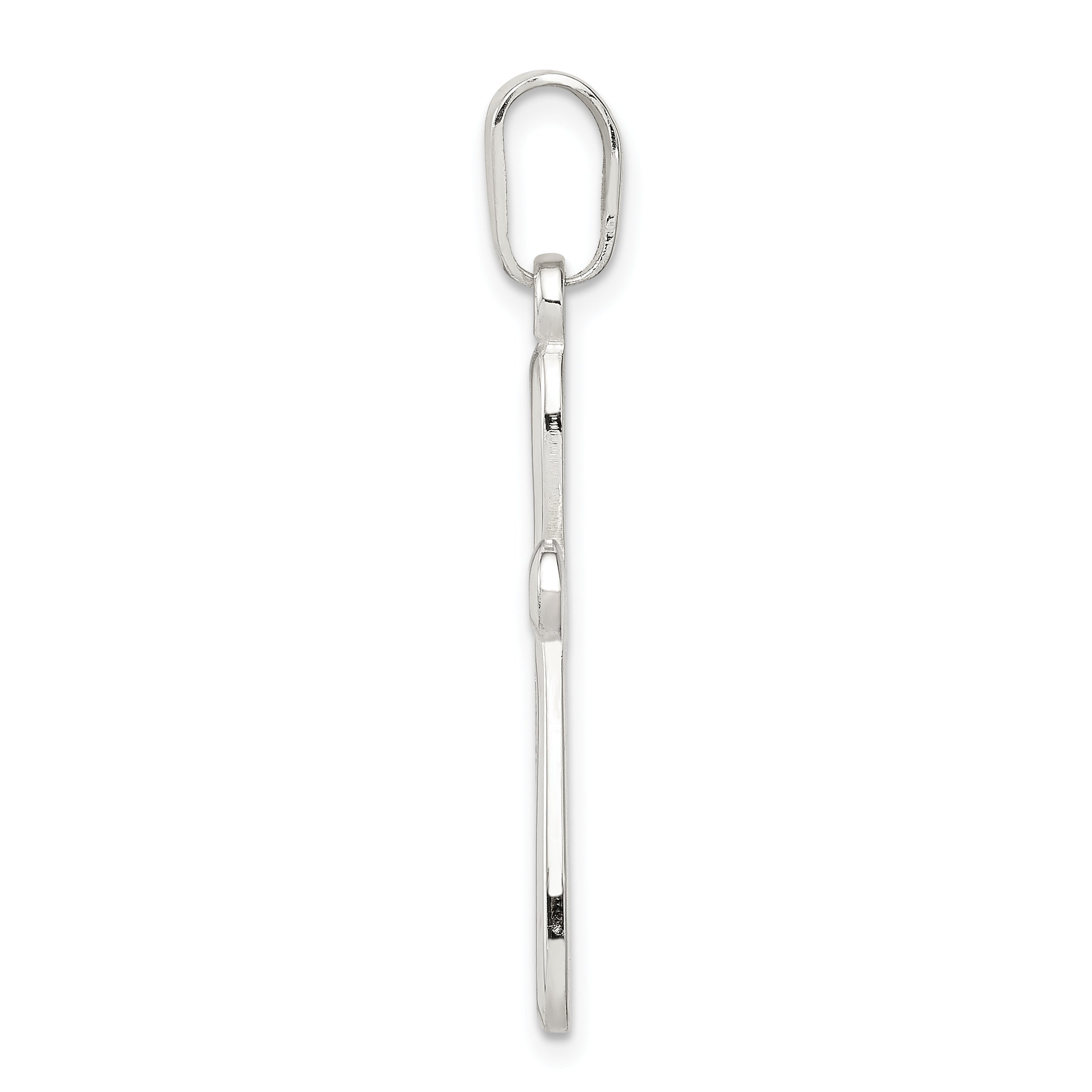 Sterling Silver 925 Cross Pendant with Polished Textured Anti-Tarnish Finish