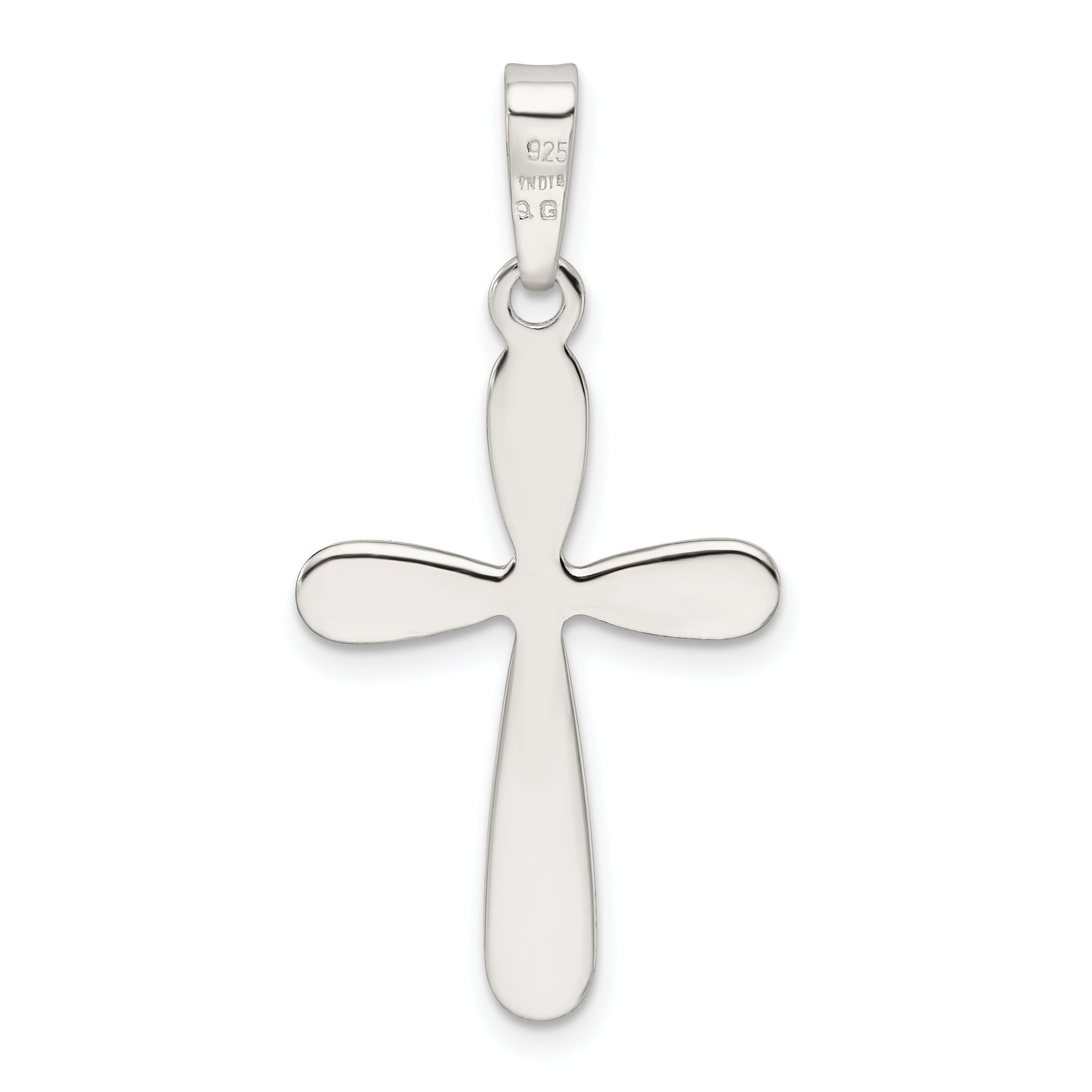 Sterling Silver 925 Cross Pendant with Polished Textured Anti-Tarnish Finish