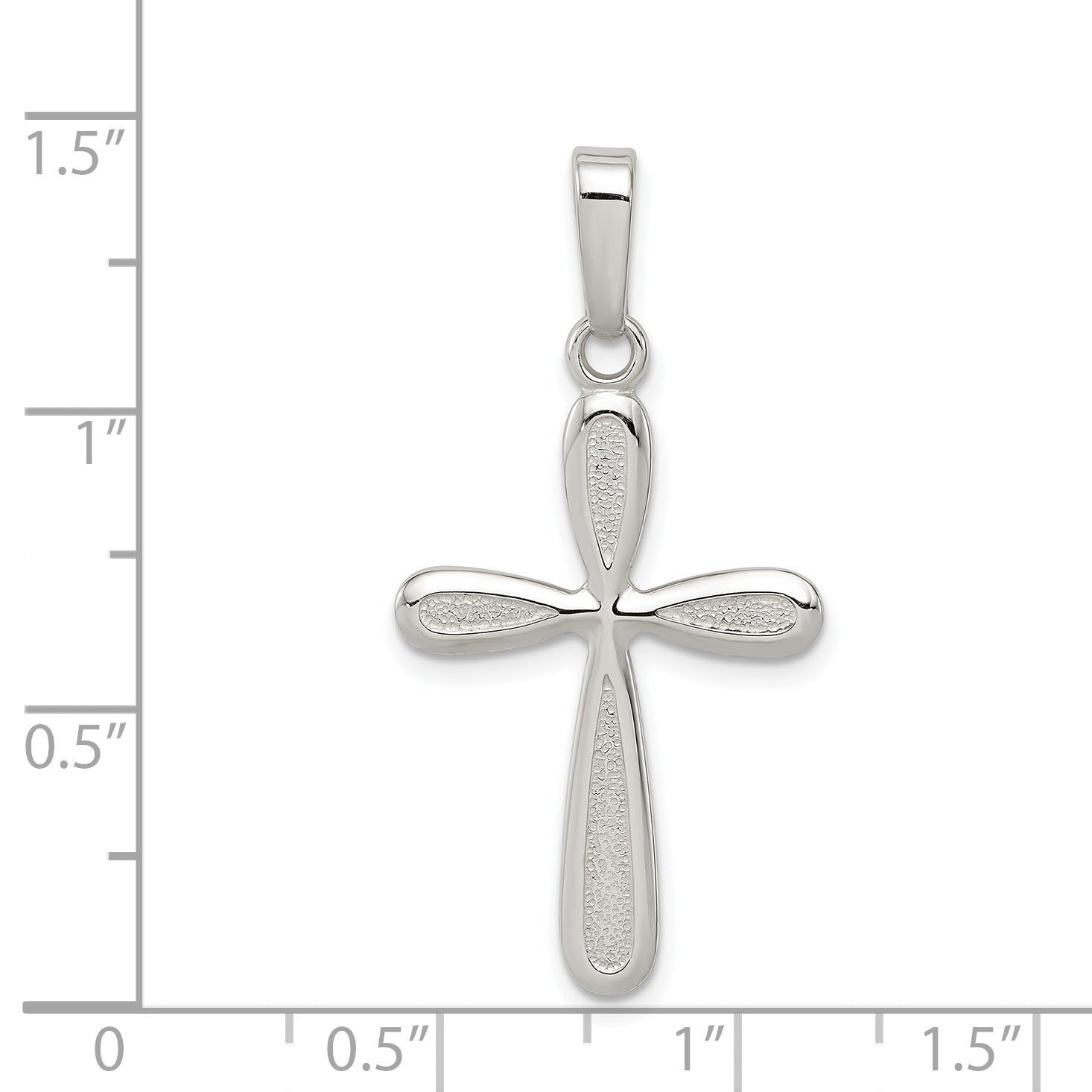 Sterling Silver 925 Cross Pendant with Polished Textured Anti-Tarnish Finish