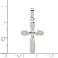 Sterling Silver 925 Cross Pendant with Polished Textured Anti-Tarnish Finish