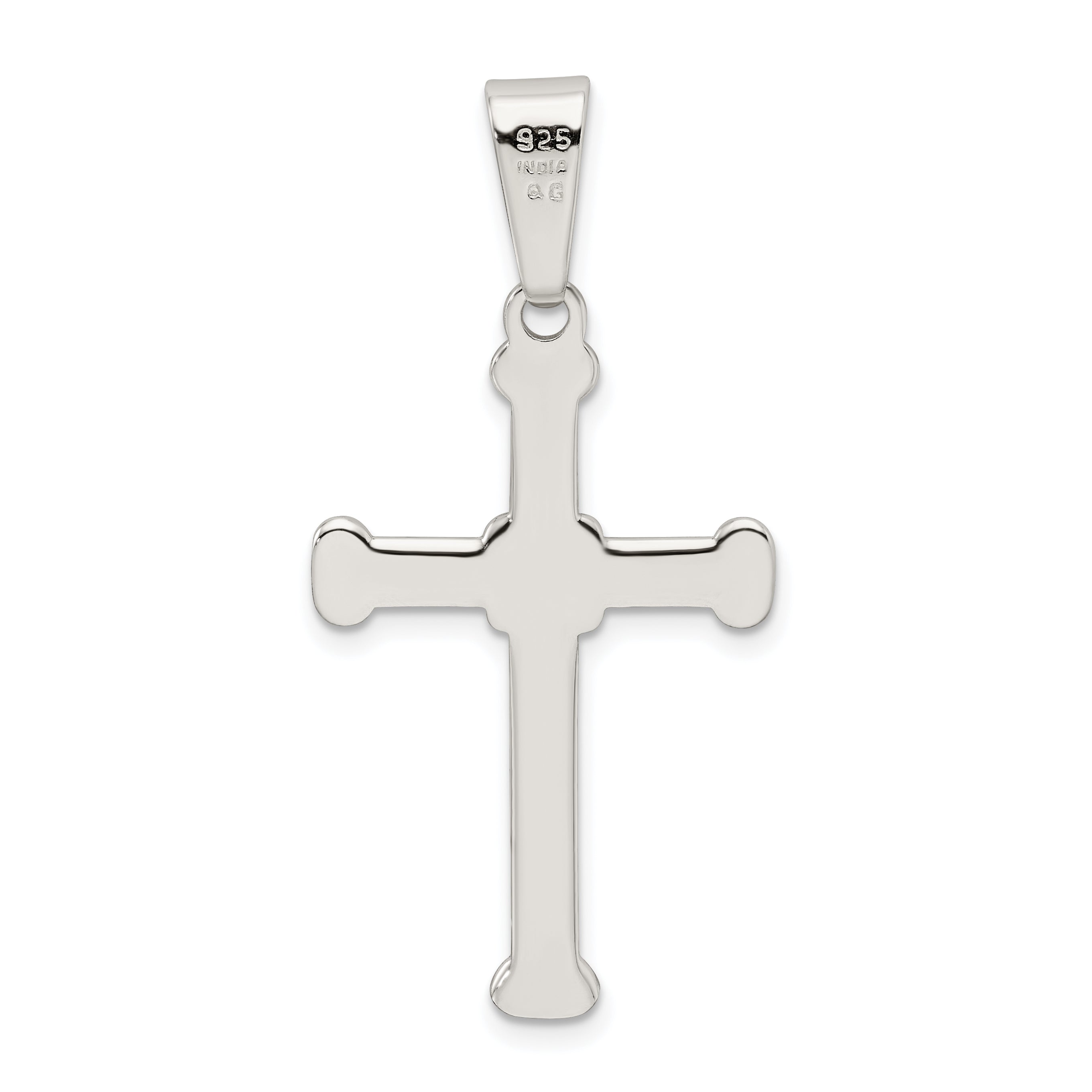 Sterling Silver 925 Polished Cross Pendant with Anti-tarnish Finish