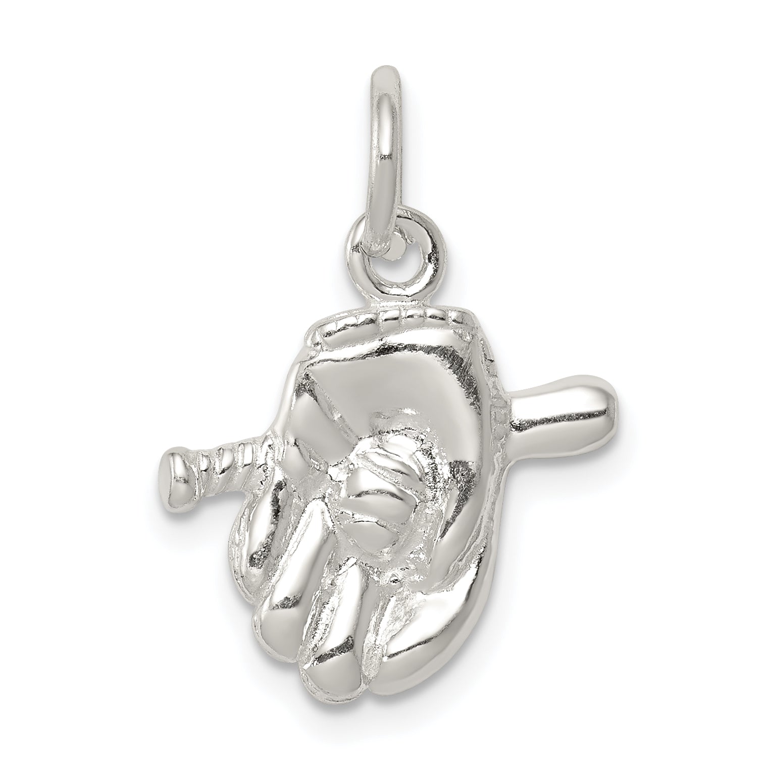 Sterling Silver Baseball Glove & Bat Charm Main image