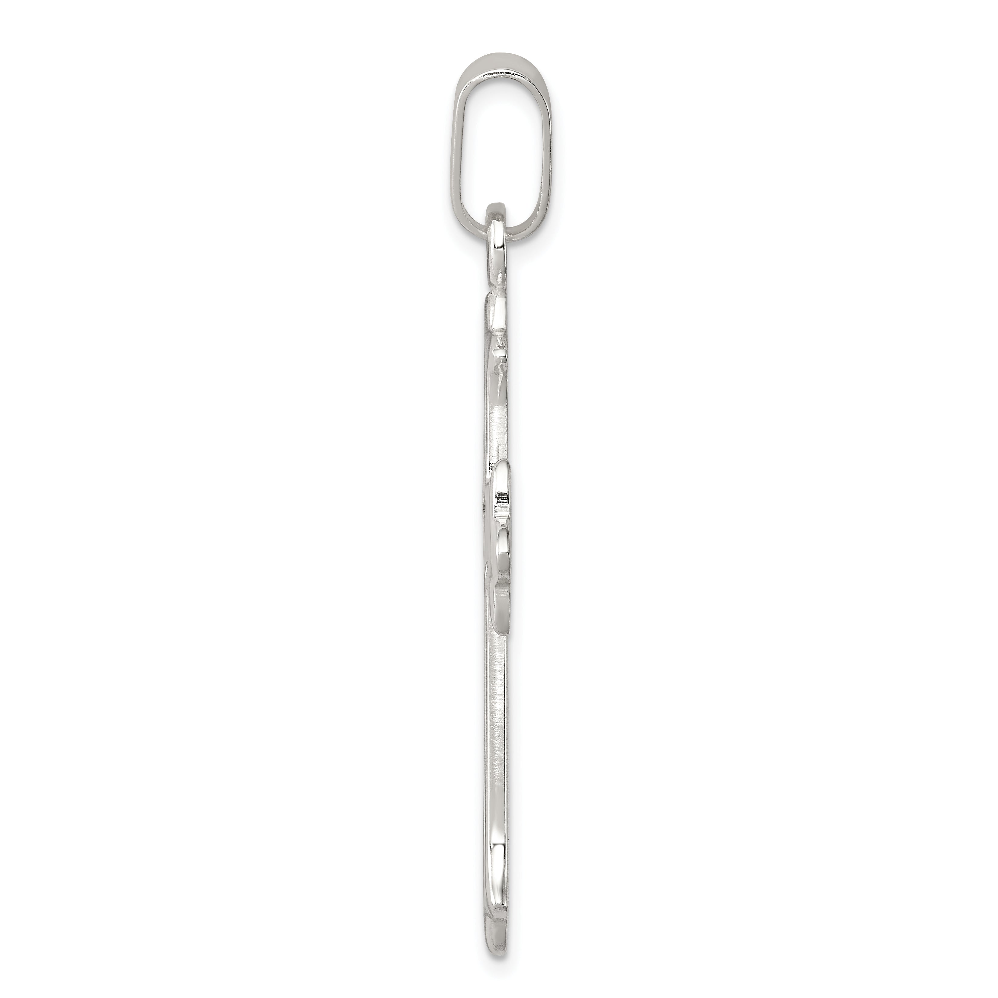 Sophia Jewelers Sterling Silver Cross Pendant with Polished Textured Design
