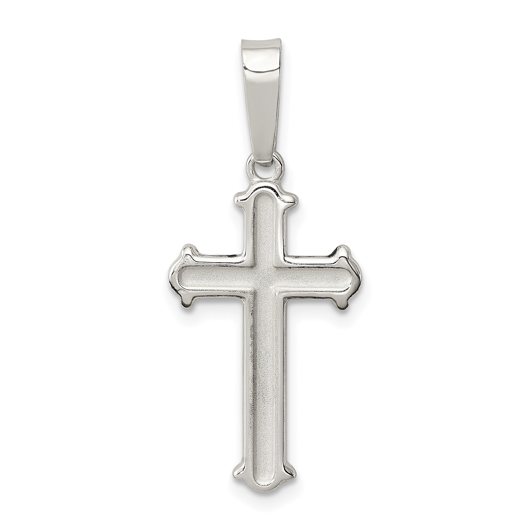 Sterling Silver Polished Matte Center Finish Cross Pendant Main image