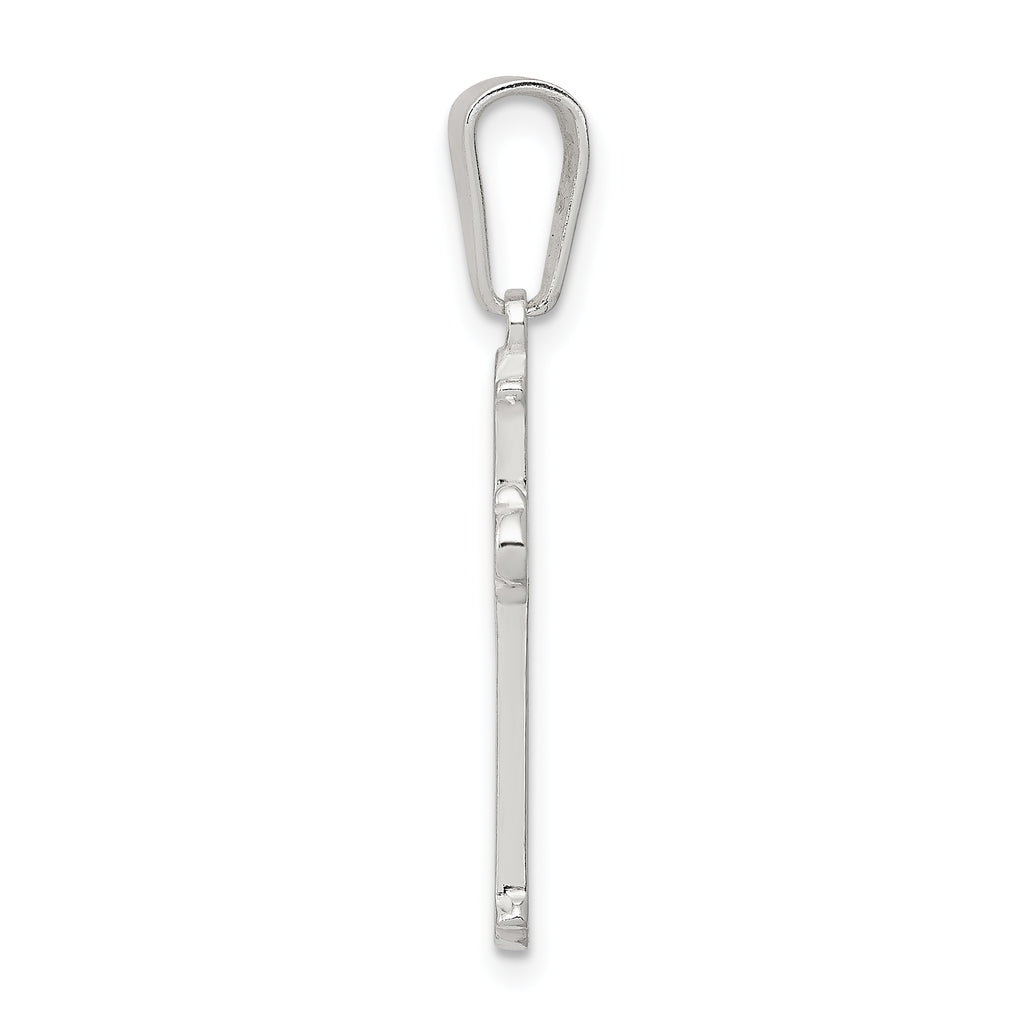 Sterling Silver 925 Cross Pendant with Polished Textured Finish