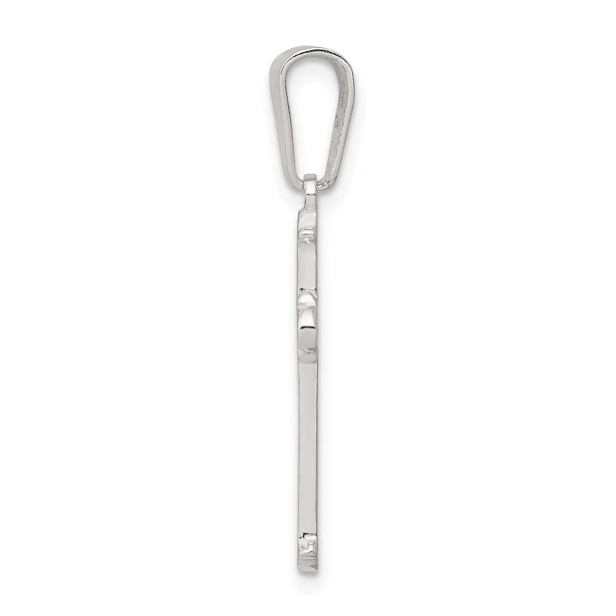 Sterling Silver 925 Cross Pendant with Polished Textured Finish
