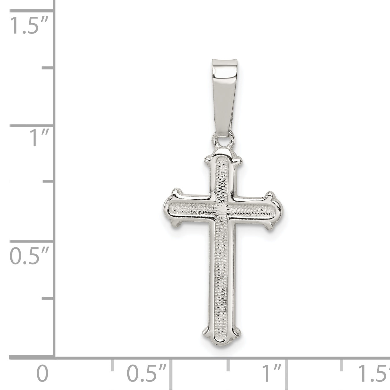 Sterling Silver Polished and Texture Center Finish Cross Pendant