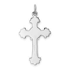 Sterling Silver 925 Cross & Fleur de Lis Pendant with Gold Accents