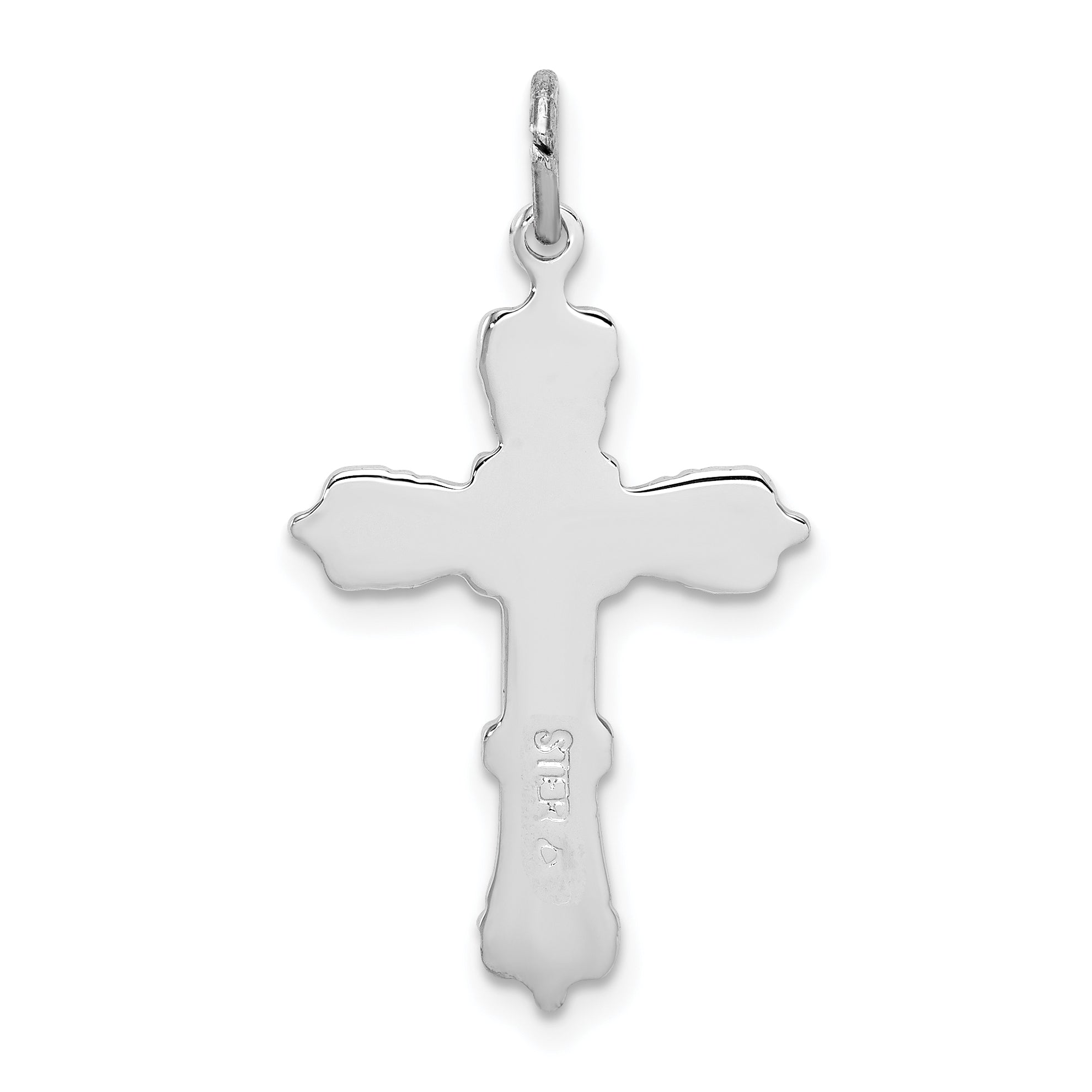 Sterling Silver Rhodium-plated with Black Epoxy Cross Pendant