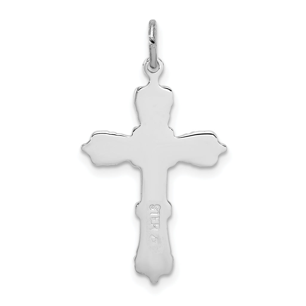 Sophia Jewelers Sterling Silver Cross Pendant with Black Epoxy Elegance