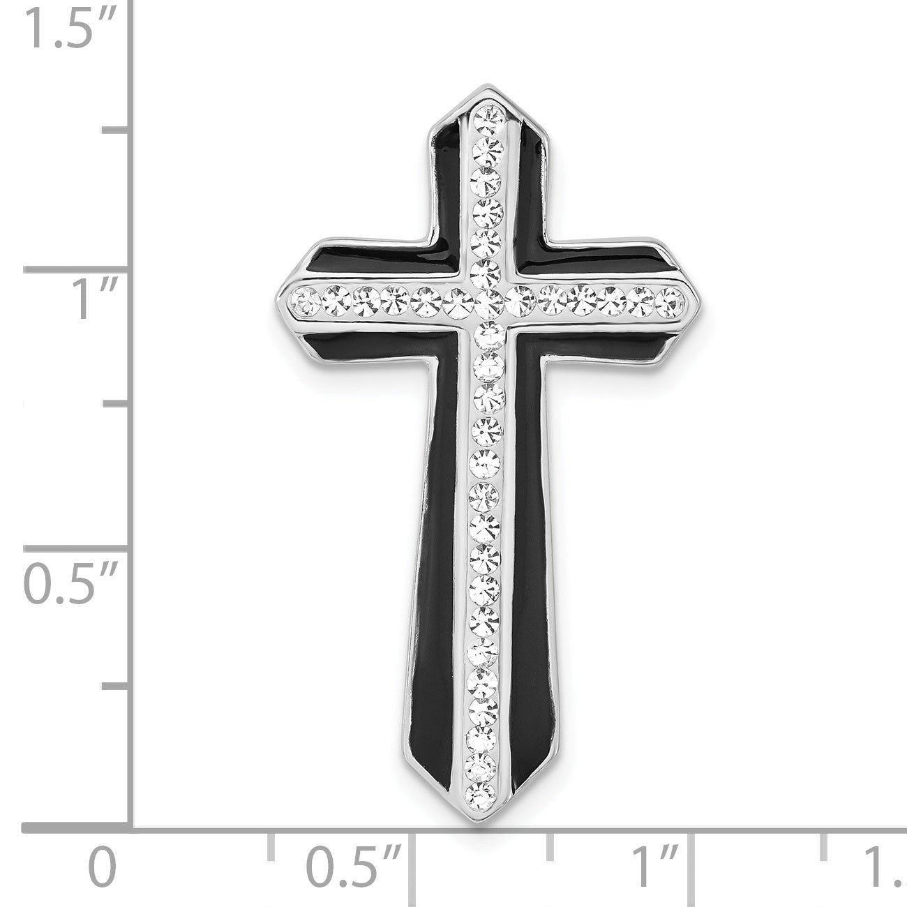 Sterling Silver Crystal & Enamel Cross Pendant with Rhodium Finish