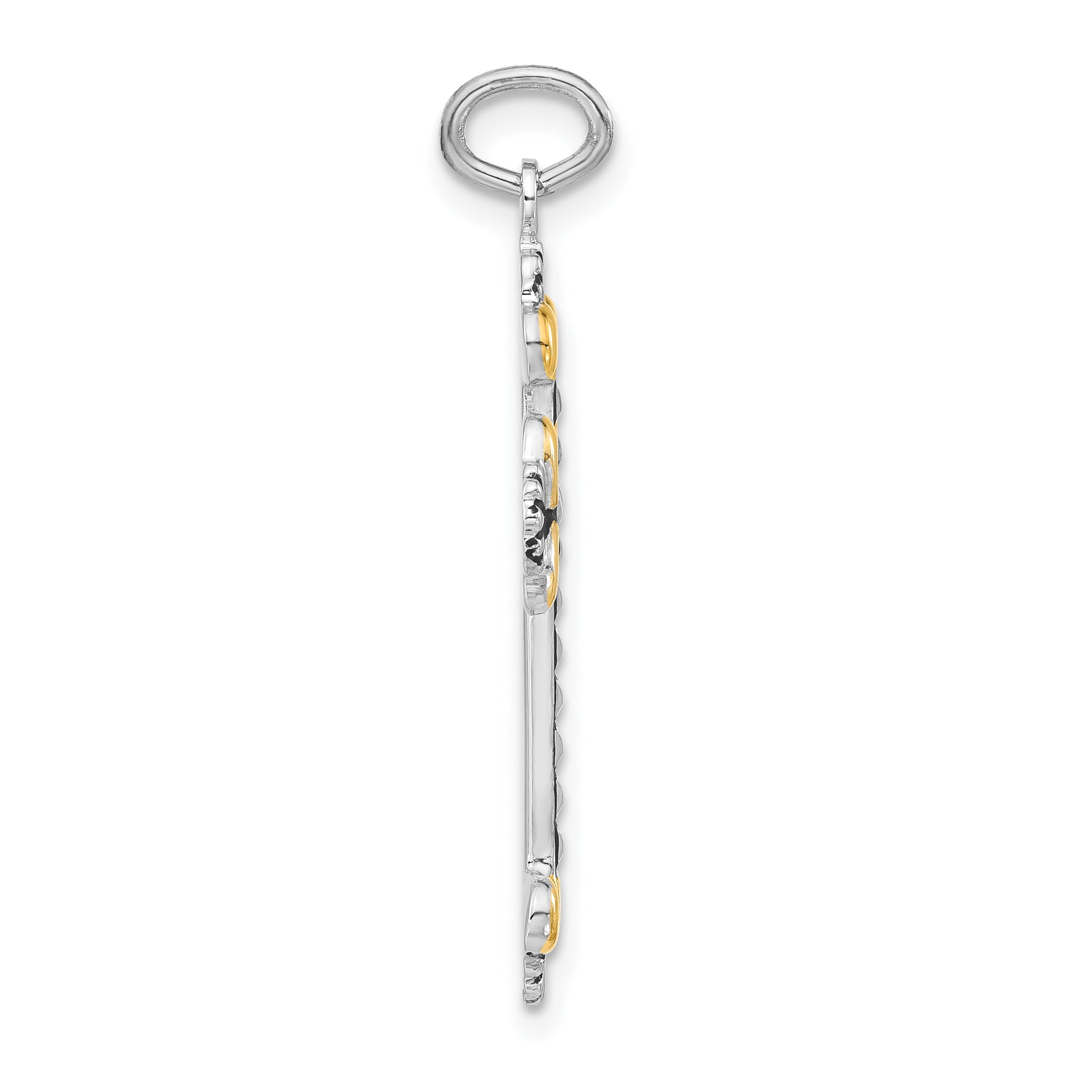 Sophia Jewelers Sterling Silver Vermeil Cross Pendant with Polished Black Enamel