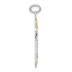Sophia Jewelers Sterling Silver Vermeil Cross Pendant with Polished Black Enamel