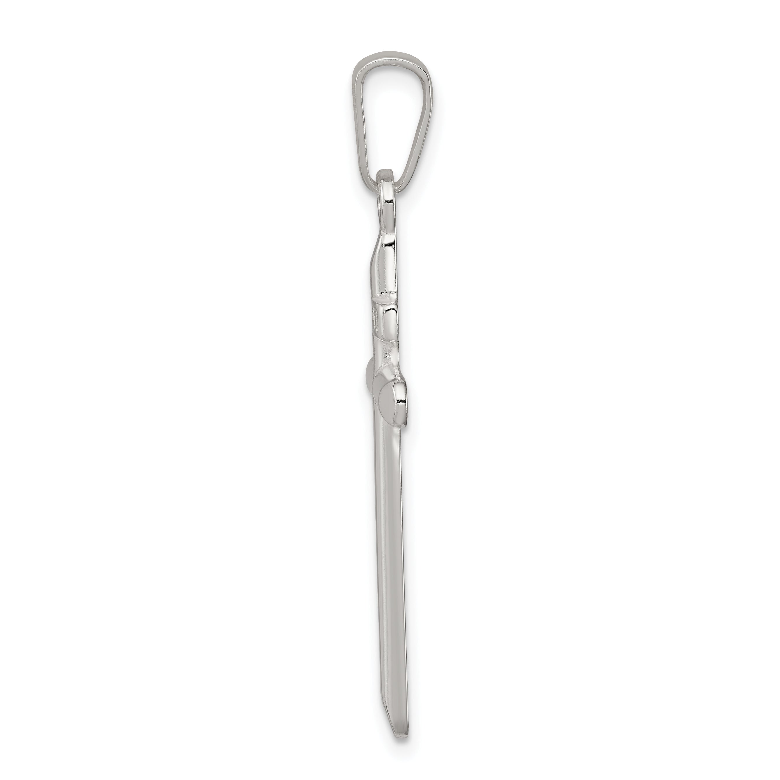 Sterling Silver 925 INRI Cross Pendant with Polished Anti-Tarnish Finish