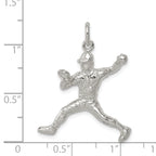 Sterling Silver 925 Baseball Pitcher Charm with Polished Finish