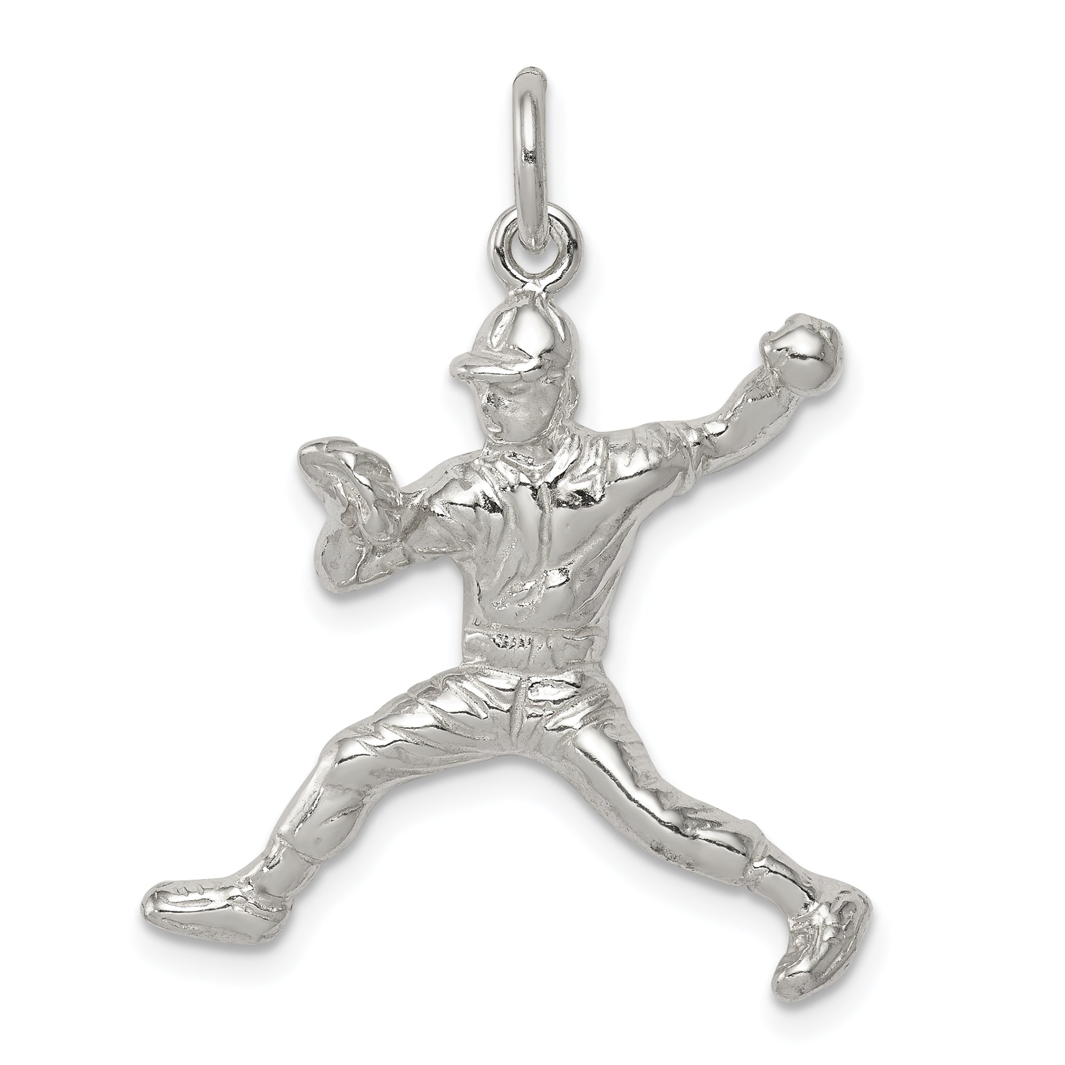 Sterling Silver Baseball Pitcher Charm Main image