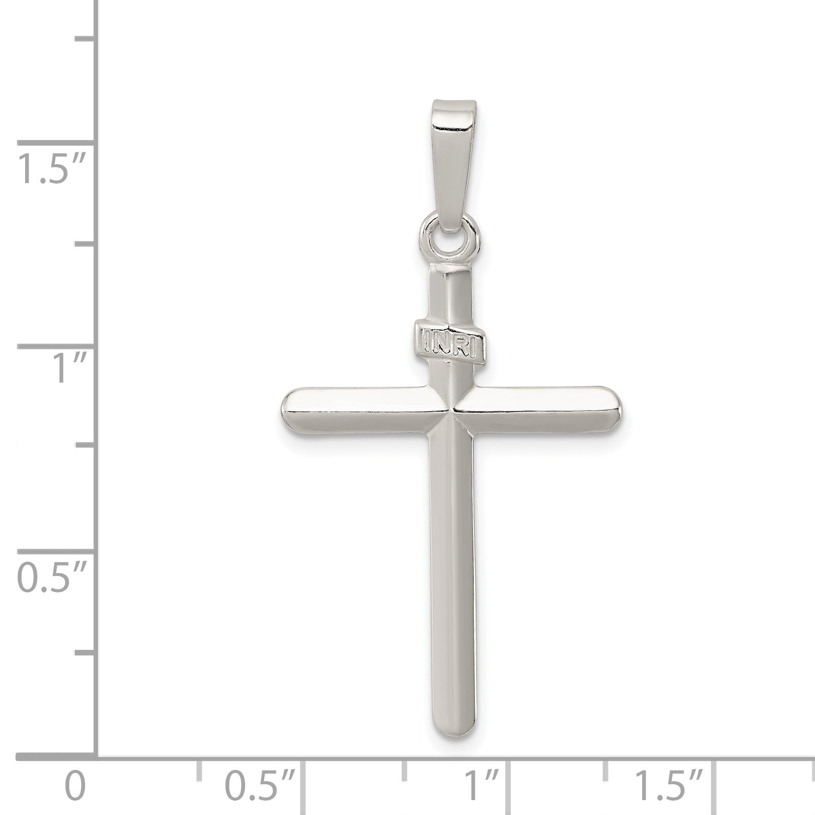 Sterling Silver 925 Polished INRI Cross Pendant Anti-Tarnish Finish