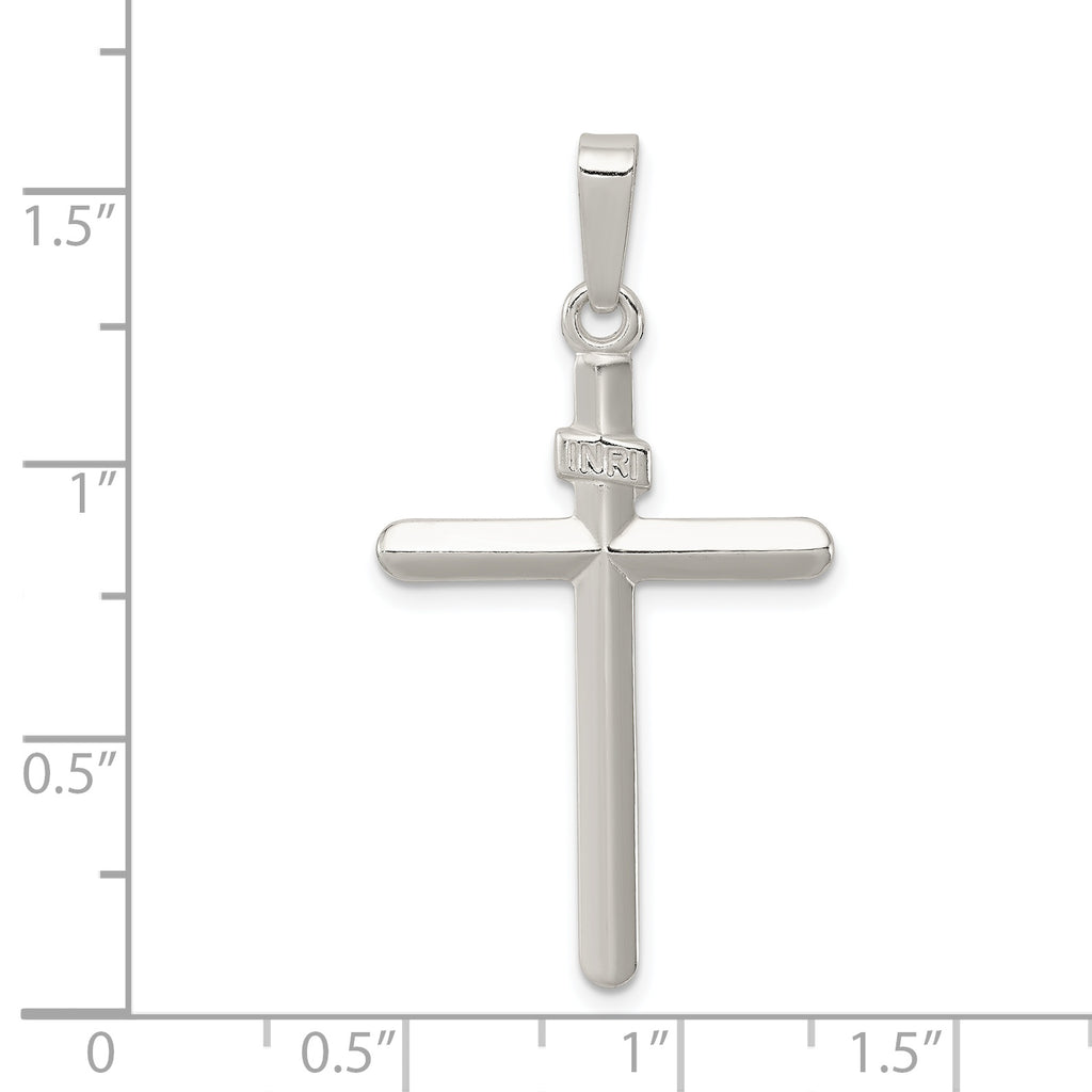 Sterling Silver 925 Polished INRI Cross Pendant Anti-Tarnish Finish