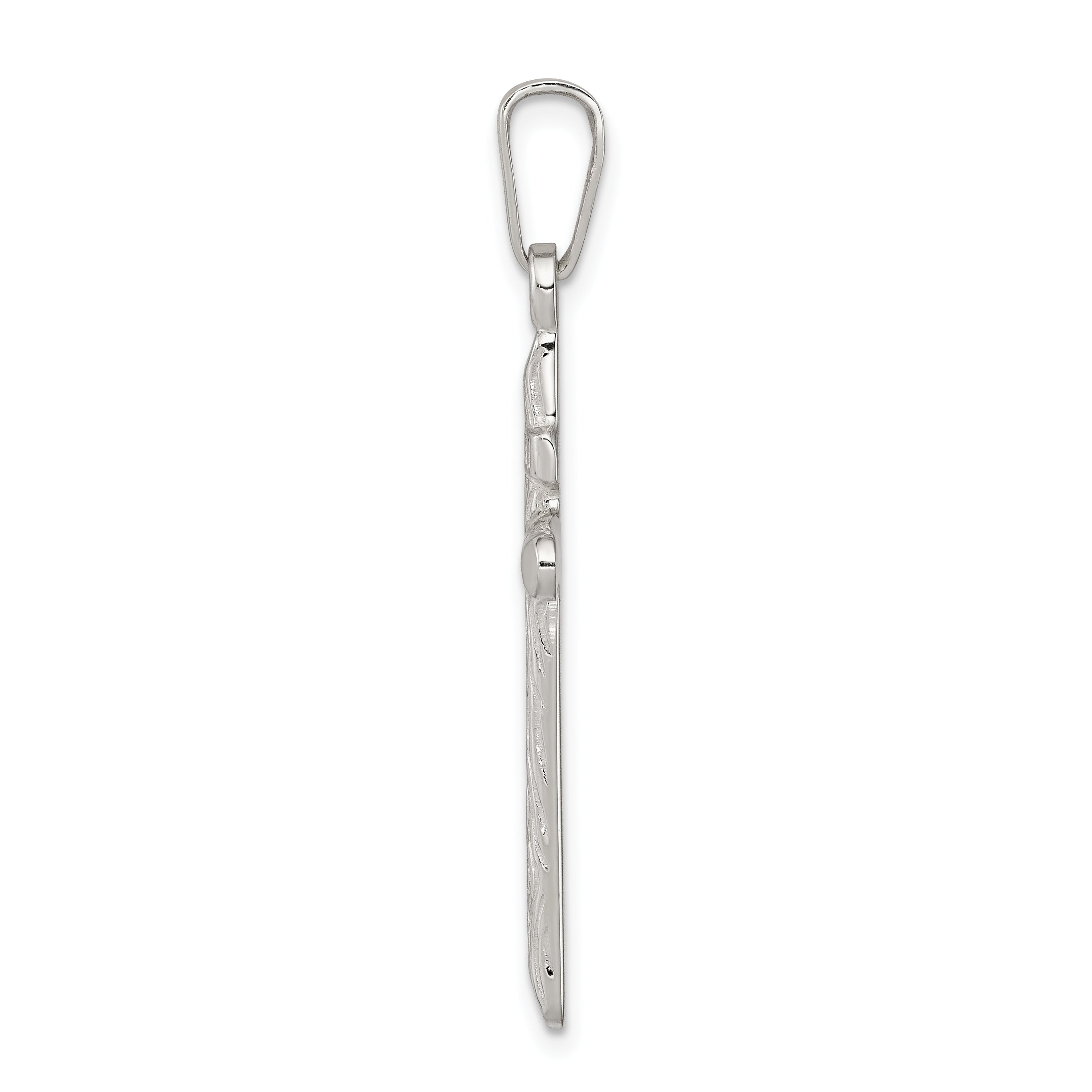 Sterling Silver 925 INRI Cross Pendant with Polished Textured Finish Secondary image