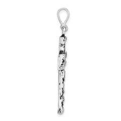 Antiqued Sterling Silver 925 Unisex Cross Charm Pendant