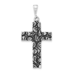 Sterling Silver Antiqued Textured Cross Charm