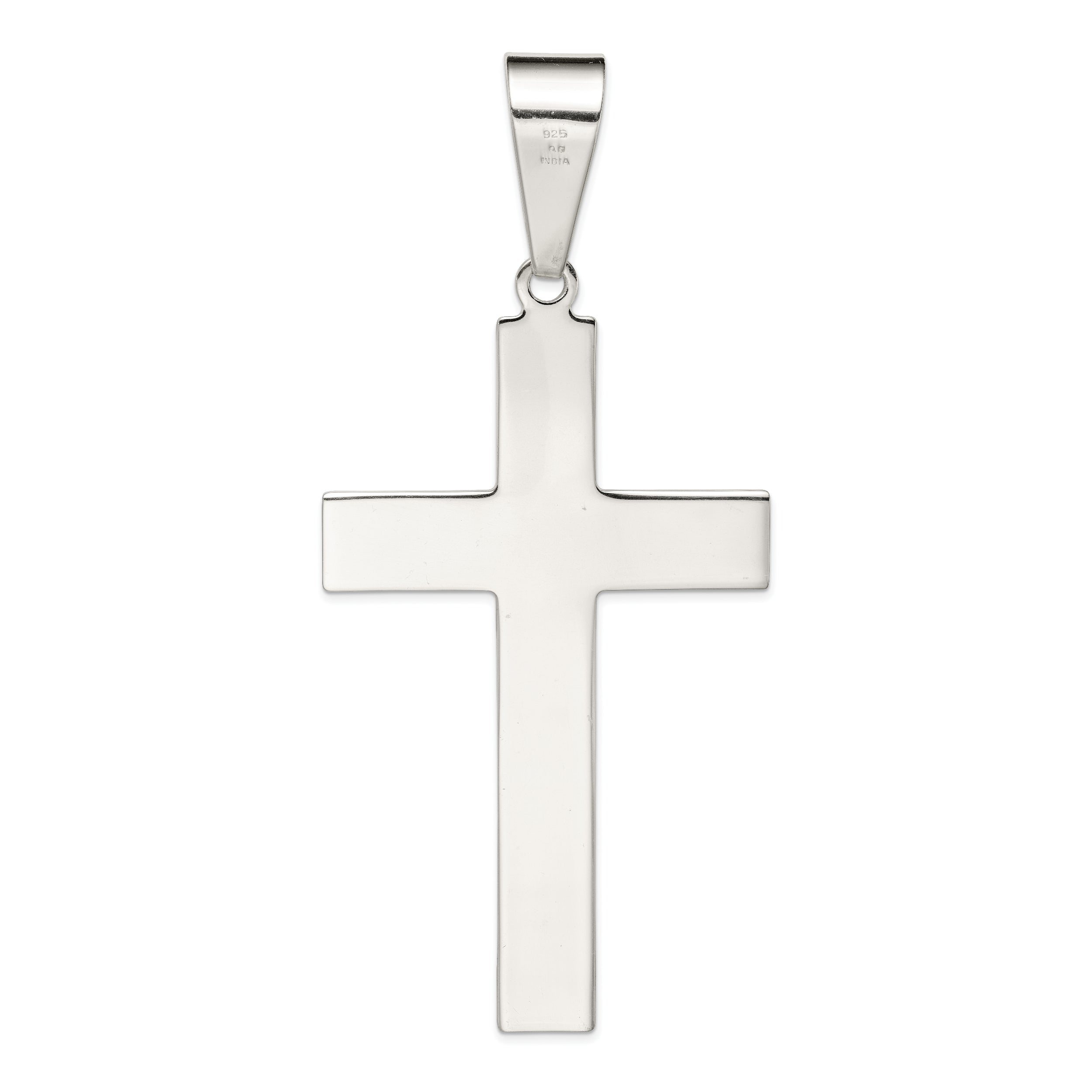 Sterling Silver 925 Polished Cross Pendant with Anti-Tarnish Finish