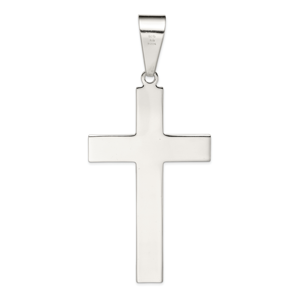 Sterling Silver 925 Polished Cross Pendant with Anti-Tarnish Finish