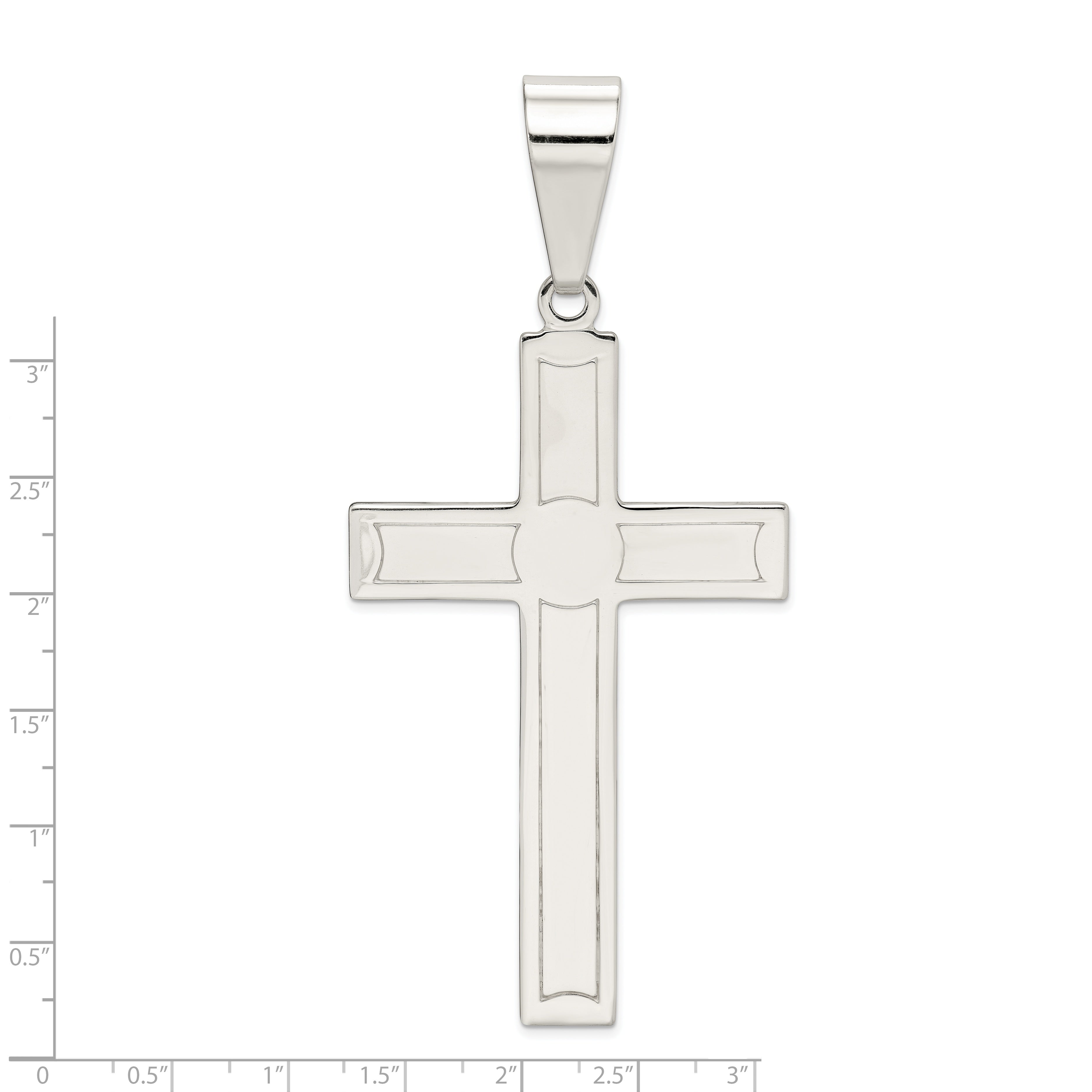 Sterling Silver 925 Polished Cross Pendant with Anti-Tarnish Finish