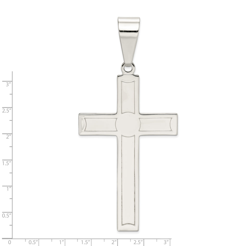 Sterling Silver 925 Polished Cross Pendant with Anti-Tarnish Finish